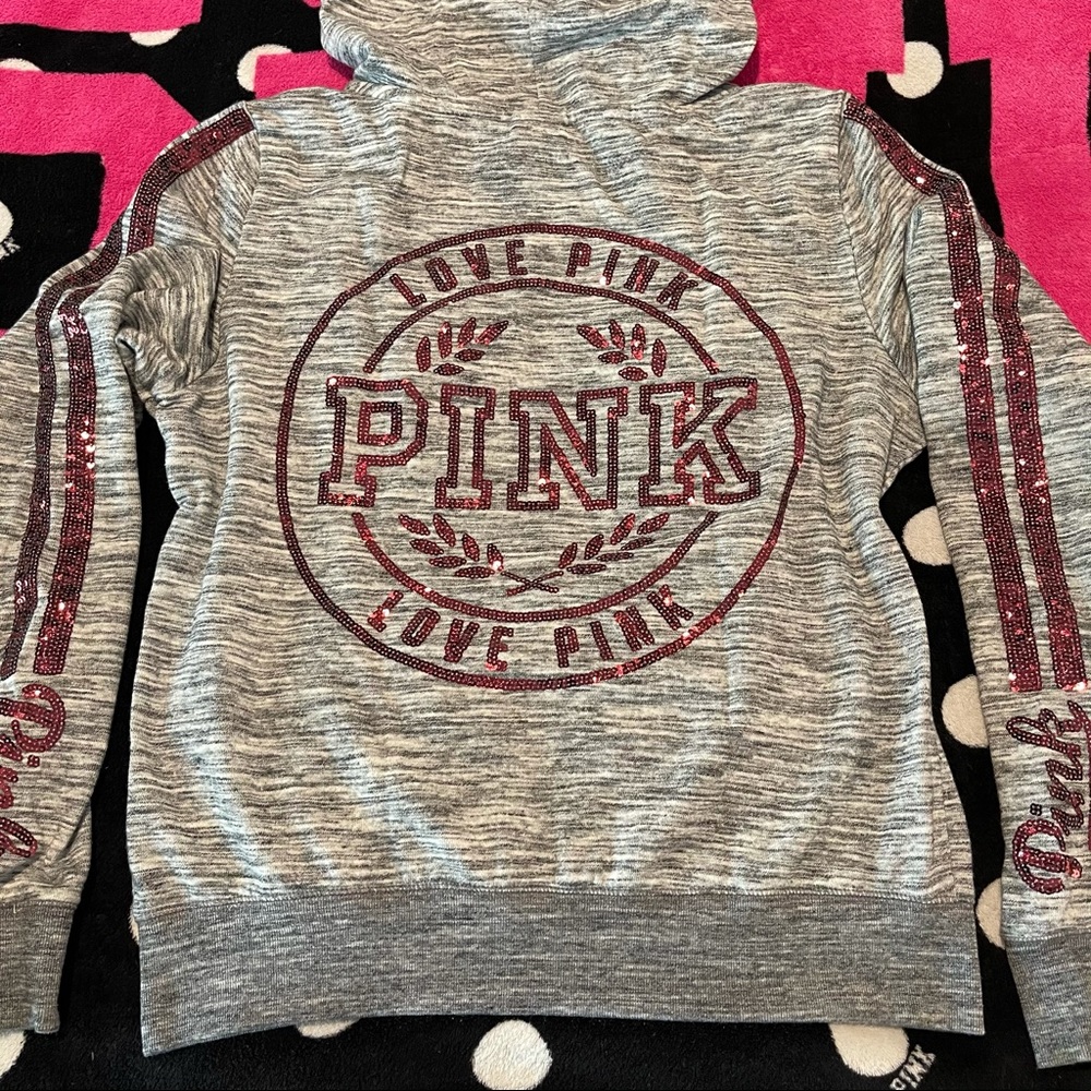 💕 VS PINK 💕 Bling Hoodie Jacket Sweatshirt Large
